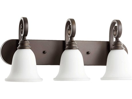 Quorum Bryant 3-Light Oiled Bronze With Satin Opal Glass Vanity Light