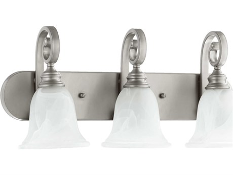 Quorum Bryant 3-Light Classic Nickel Glass Vanity Light