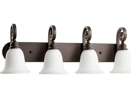 Quorum Bryant 4-Light Oiled Bronze With Satin Opal Glass Vanity Light