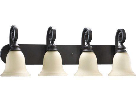 Quorum Bryant 4-Light Oiled Bronze Glass Vanity Light