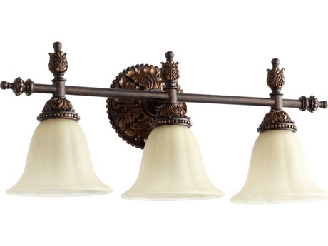 Quorum Rio Salado 3-Light Toasted Sienna With Mystic Silver White Glass Vanity Light