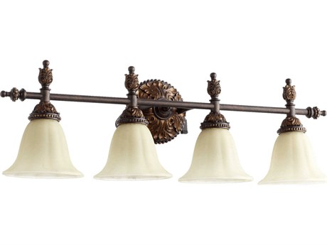 Quorum Rio Salado 4-Light Toasted Sienna With Mystic Silver White Glass Vanity Light
