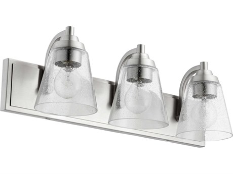 Quorum 3-Light Satin Nickel Glass Vanity Light