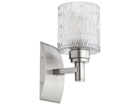Quorum Stadium 1-Light Satin Nickel Glass Wall Sconce