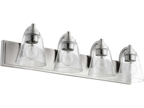 Quorum 4-Light Satin Nickel Glass Vanity Light