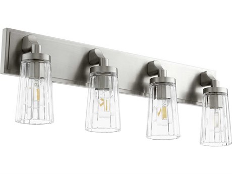 Quorum 4-Light Satin Nickel Glass Vanity Light