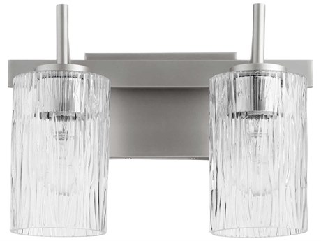 Quorum 2-Light Satin Nickel Glass Vanity Light