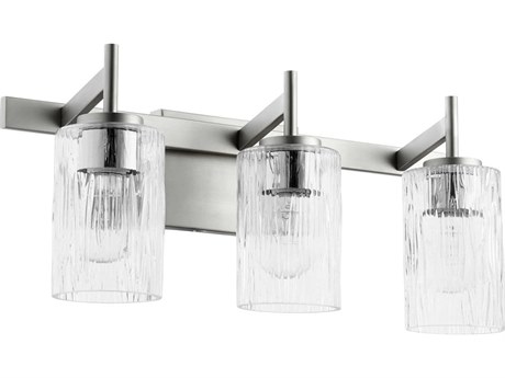 Quorum 3-Light Satin Nickel Glass Vanity Light