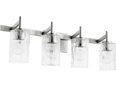 Quorum 4-Light Satin Nickel Glass Vanity Light