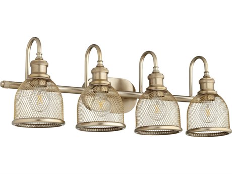 Quorum Omni 4-Light Aged Brass Vanity Light