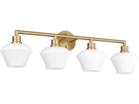 Quorum Cassini 4-Light Aged Brass Vanity Light