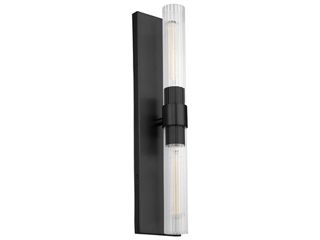 Quorum Sheridan 2-Light Matte Black Glass Wall Sconce