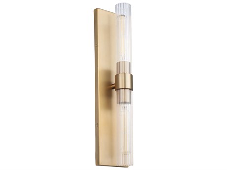 Quorum Sheridan 2-Light Aged Brass Glass Wall Sconce
