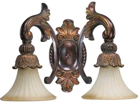 Quorum Madeleine 2-Light Corsican Gold Glass Wall Sconce