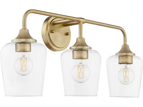 Quorum Raymond 3-Light Aged Brass Vanity Light