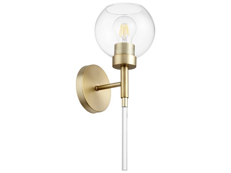 Quorum Volan 1-Light Aged Brass Glass Wall Sconce