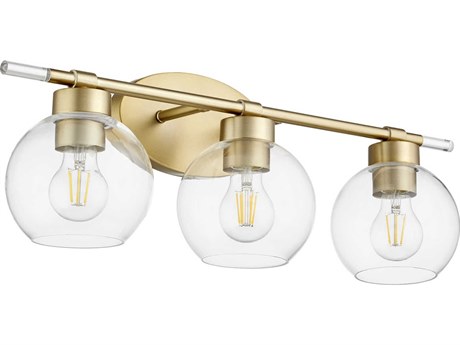 Quorum Volan 3-Light Aged Brass Glass Vanity Light