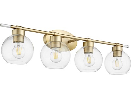 Quorum Volan 4-Light Aged Brass Glass Vanity Light