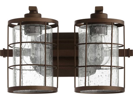 Quorum Ellis 2-Light Oiled Bronze Glass Vanity Light