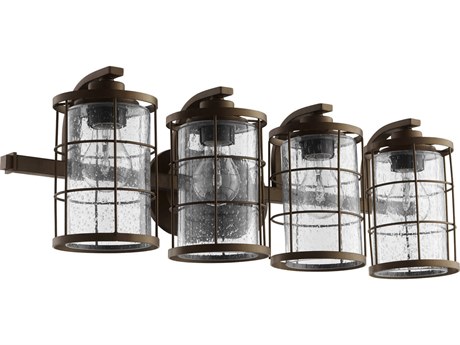 Quorum Ellis 4-Light Oiled Bronze Glass Vanity Light
