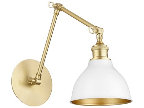 Quorum Aged Brass with Studio White 1 - Light Swing Arm Light