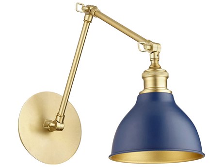 Quorum Aged Brass with Blue 1 - Light Swing Arm Light