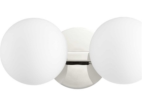 Quorum 2-Light Polished Nickel Glass Vanity Light