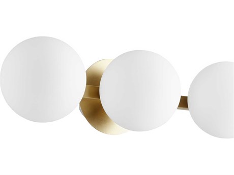 Quorum 3-Light Aged Brass Glass Vanity Light