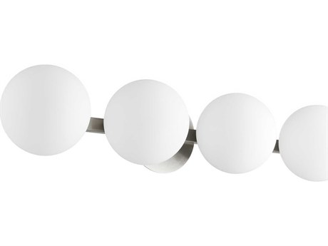 Quorum 4-Light Satin Nickel Glass Vanity Light