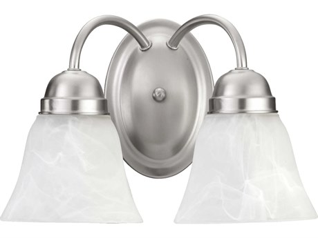 Quorum 2-Light Satin Nickel Glass Vanity Light