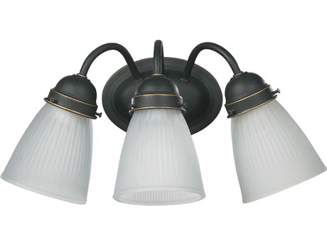 Quorum 3-Light Old World Black Glass Vanity Light