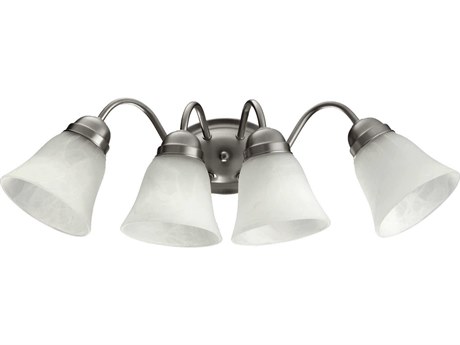 Quorum 4-Light Satin Nickel Glass Vanity Light