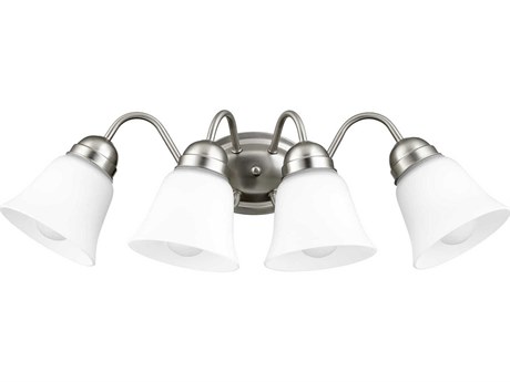 Quorum 4-Light Satin Nickel Glass Vanity Light