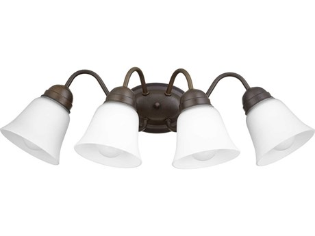 Quorum 4-Light Oiled Bronze Glass Vanity Light