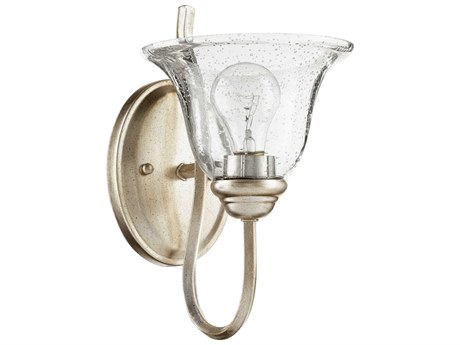 Quorum Spencer 1-Light Aged Silver Leaf With Clear Seeded Glass Wall Sconce