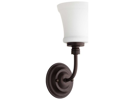 Quorum Rossington 1-Light Oiled Bronze White Glass Wall Sconce