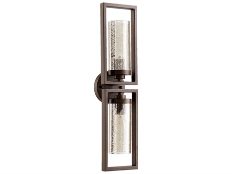 Quorum Julian 2-Light Oiled Bronze Glass Wall Sconce