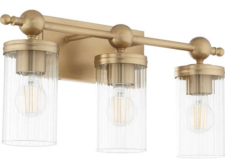 Quorum Lee Boulevard 3-Light Aged Brass Vanity Light