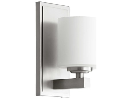 Quorum 1-Light Satin Nickel Glass Wall Sconce