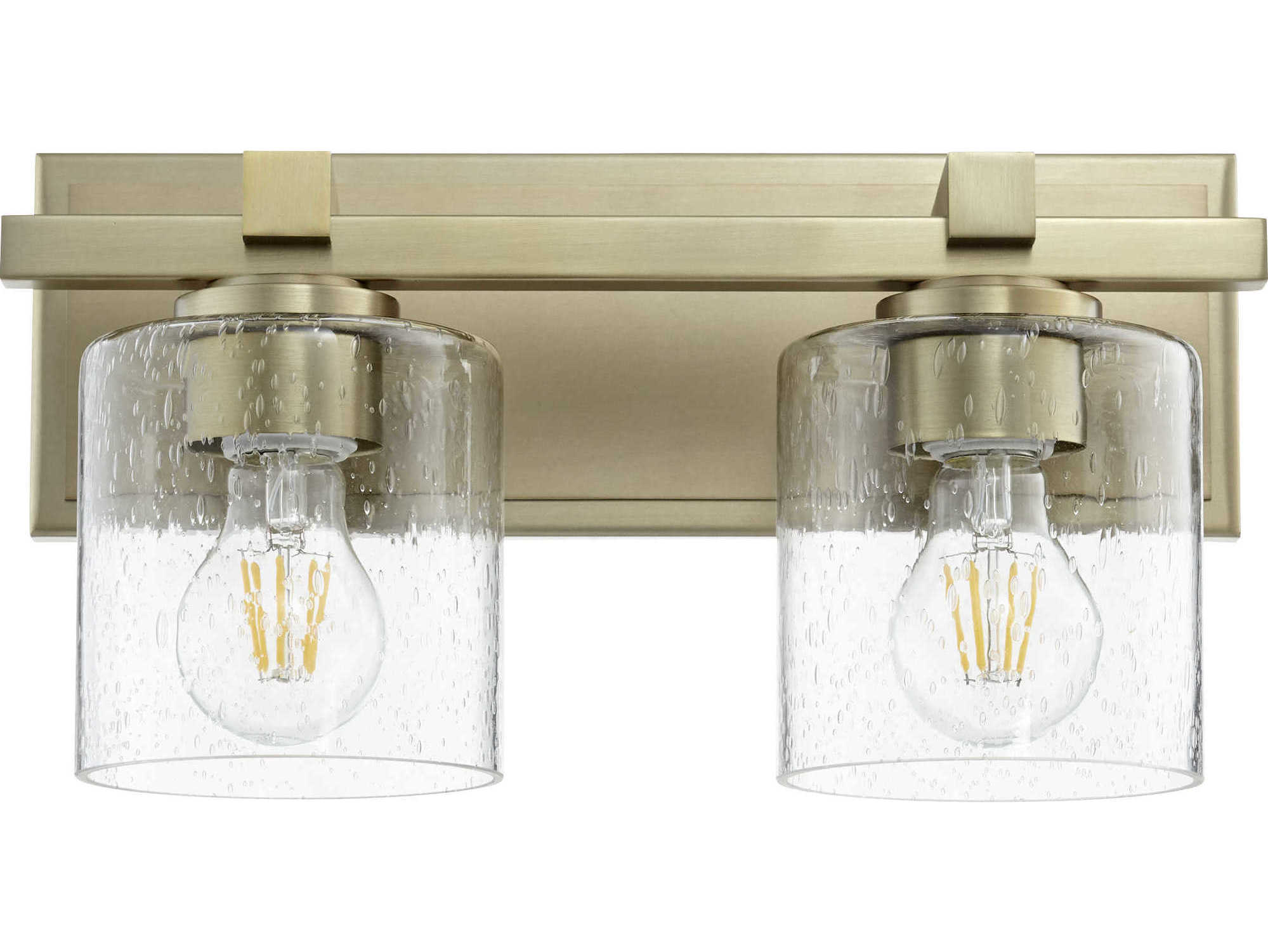 Quorum Aged Brass With Clear / Seeded 2-light Vanity Light | QM56692280