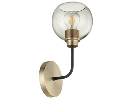 Quorum Clarion 1-Light Noir With Aged Brass Glass Wall Sconce