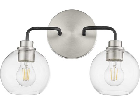 Quorum Clarion 2-Light Noir With Satin Nickel Glass Vanity Light