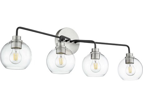 Quorum Clarion 4-Light Noir With Satin Nickel Glass Vanity Light
