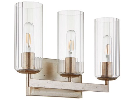 Quorum Merrick 3-Light Aged Silver Leaf Vanity Light
