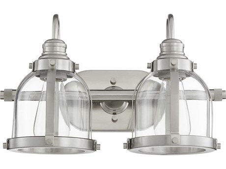 Quorum 2-Light Satin Nickel Glass Vanity Light