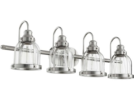 Quorum 4-Light Satin Nickel Glass Vanity Light