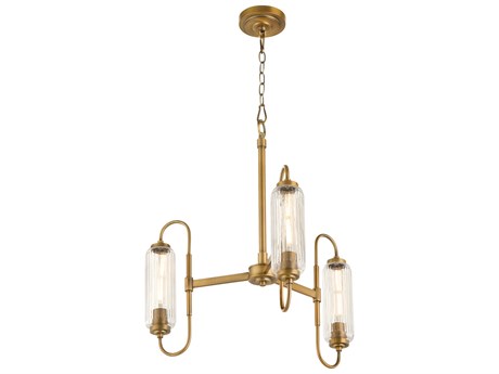 Quorum Whitmire 3-Light Brushed Brass Candelabra Chandelier