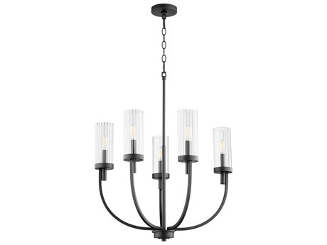 Quorum Ladin 5-Light Textured Black Glass Candelabra Cylinder Chandelier