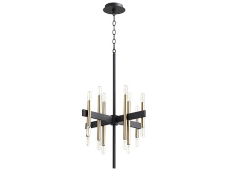 Quorum Luxe 16-Light6-Light Noir With Aged Brass Black Candelabra Chandelier