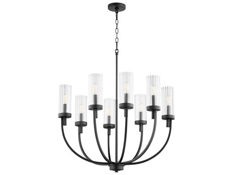 Quorum Ladin 8-Light Textured Black Glass Candelabra Cylinder Chandelier